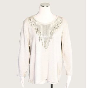 Alfred Dunner Cream Glitter Sweater